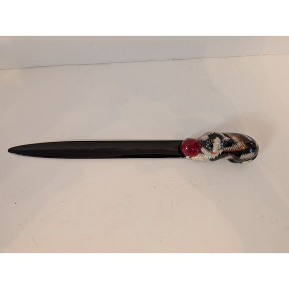 Hand-Painted Cat Letter Opener With Red Ball Figurine Handle - Picture 3 of 5
